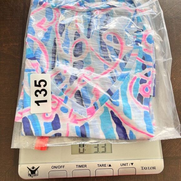 Lilly Pulitzer Etta V Neck Top Short Sleeve Blue Reel Nautical Pink Sailing XXS - Picture 8 of 8